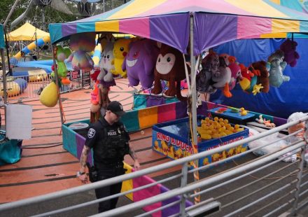 Emergency responders secured Seattle Center after a shooting during the Bite of Seattle festival left two people dead and several others injured (AP Photo/Lindsey Wasson)