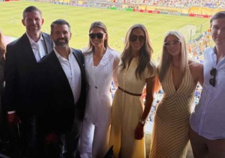 The Trumps' coordinated appearance, coupled with their social media updates from the stadium, added another fashion-focused storyline to one of soccer's biggest occasions (@ivankatrump/Instagram)